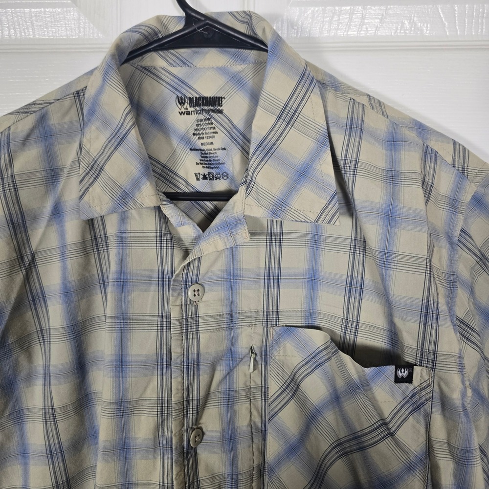 Blackhawk! Warrior Wear 1700 Tactical Shirt Men's Medium Tan Blue Plaid Button